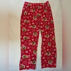 Festive Red Rudolph Christmas Pajama Pants Unisex XXL